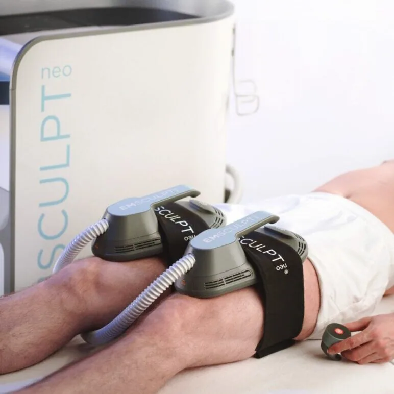EMSCULPT NEO thigh-treatment applicator in use at Holistique Medical Center, Bellevue
