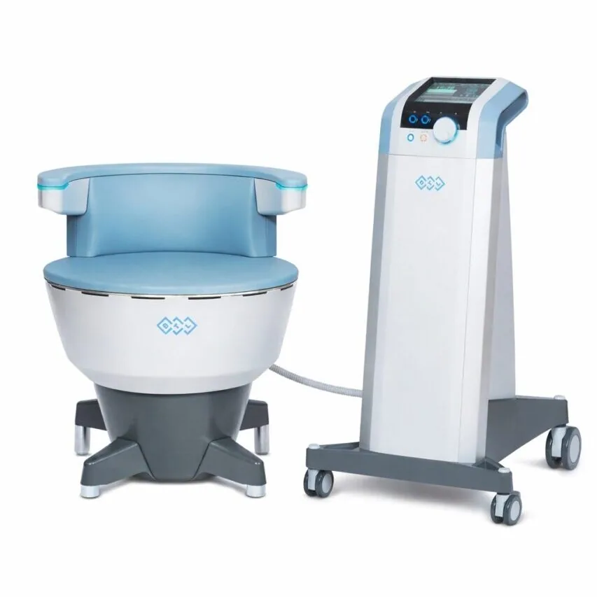 EMSELLA pelvic-floor therapy chair paired with EMSCULPT NEO for Core-to-Floor protocol