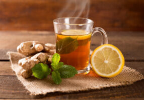 ginger tea with mint and lemon