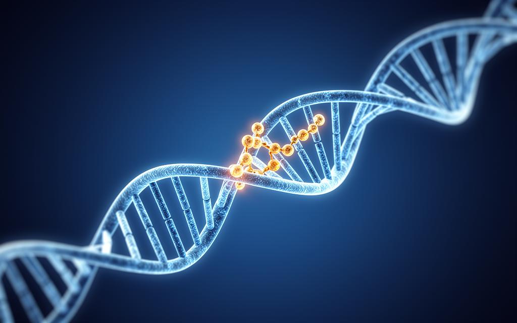 Illustration of DNA strand representing precision gene-targeted therapy used in integrative medical care at Holistique Medical Center
